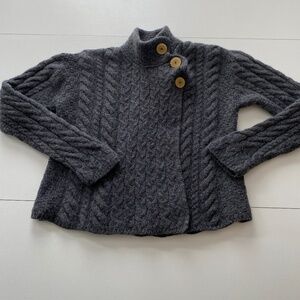 Aran Woollen Louisburgh Cable Knit Merino Wool Cardigan Grey Size Medium